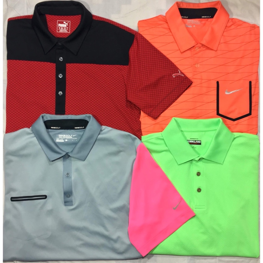 4 Men’s Golf Shirts Nike Puma Kirkland Size M/L